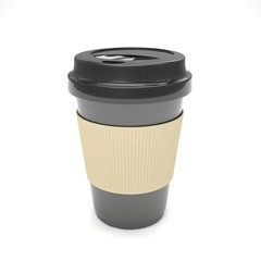 Coffee to go on white. 3d rendering.