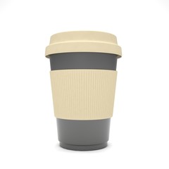 Coffee to go on white. 3d rendering.