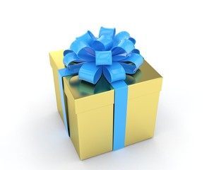 gift box with bows isolated on white. 3d rendering.