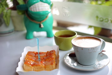 capuccino cup and toast