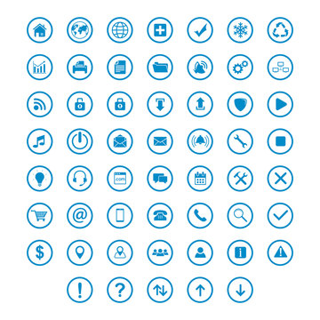 set icon flat with ring circle blue