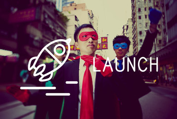 Launch Startup Business Success Release Concept