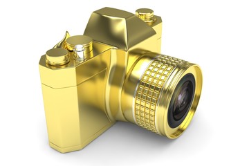 Retro camera isolated on  white background. 3d rendering.