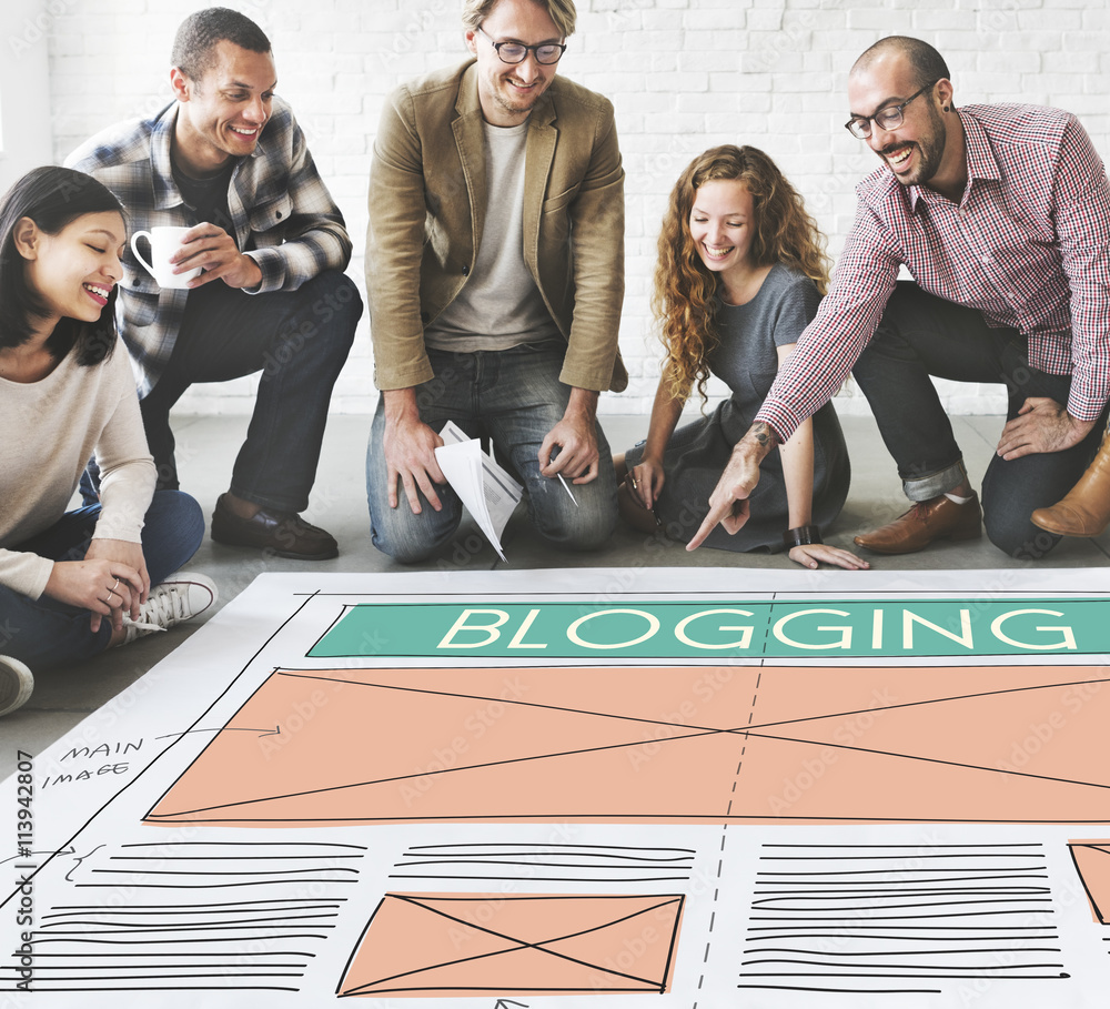 Poster blogging blog social media networking internet connecting concep