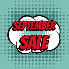 September sale comic book bubble text retro style