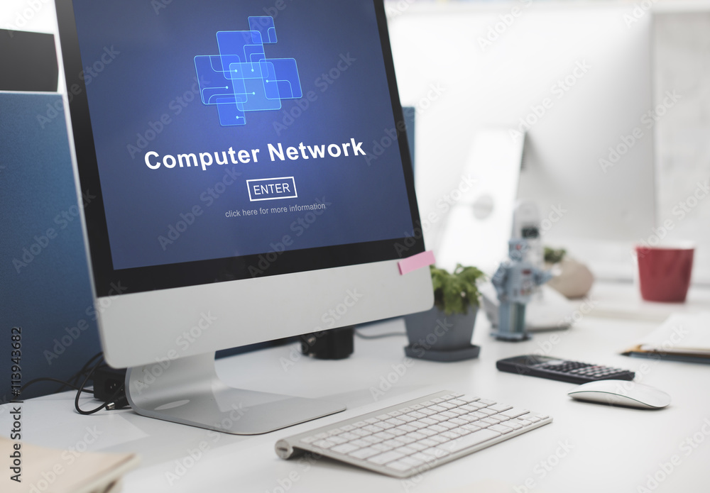 Wall mural computer network technology online website concept
