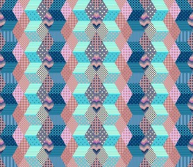 Zigzag seamless patchwork pattern. Vector illustration of quilt