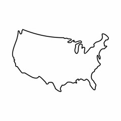 USA map icon, outline style