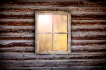 Naklejka na ściany i meble Morning light through cabin window