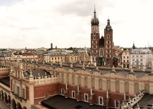 Fototapeta krakau krakow Sehenwürdigkeiten  Sehenwürdigkeit,polen  hauptplatz tuchhallen Turm basilika kathedrale