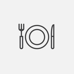 fork, knife and dish icon