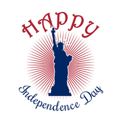 Independence Day icon. Happy Independence Day of America. Statue of Liberty. Color  icon isolated on white background. Vector illustration