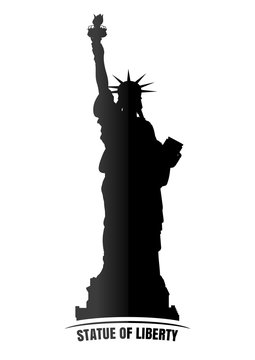 Black image of the Statue of Liberty. Statue of liberty icon isolated on white background. Vector illustration
