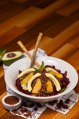 quinoa salad wtih avocado and orang