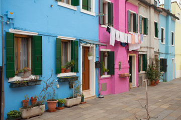Fototapeta premium wide view on colorful houses from the Burano island, Venice