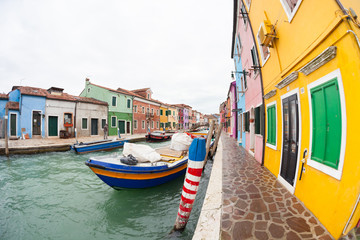 Fototapeta na wymiar wide view on colorful houses from the Burano island, Venice