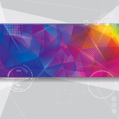 Abstract technology design with colorful geometric shapes background. 