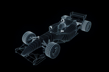 Racing Car Hologram Wireframe. Nice 3D Rendering- 113948467