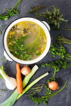 Large pot of vegetable stock