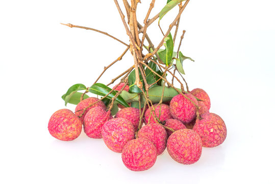 Bunch of litchi isolated on white background.