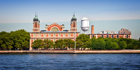 Panorama of Ellis island in New York City