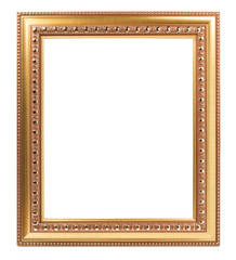 Frame gold for photo isolated on white background empty retro art design