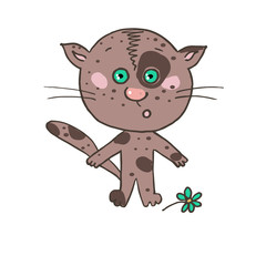 Funny scared spotted kitten