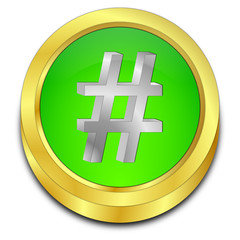 Hashtag Button - 3D illustration