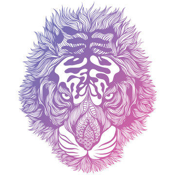 Psychedelic Abstract Tiger Head. Vector Illustration