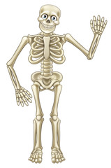 Fototapeta premium Cartoon Halloween Skeleton Waving