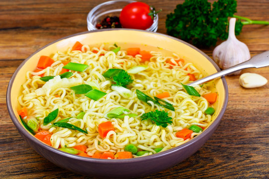 Tasty Chicken Soup with Chinese Noodles