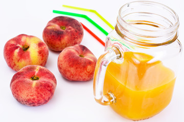 Peach Juice on White Background