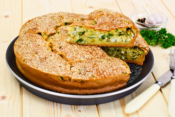 Pie with Green Onions and Eggs