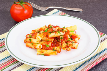Pasta with Tomato Sauce Ketchup and Saffron