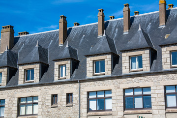 Toiture en ardoise, Roscoff, Bretagne, Finistère, France