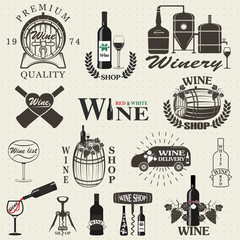Set of wine signs, badges