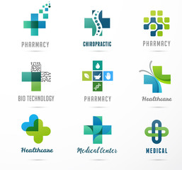 Fototapeta premium medical, healthcare and pharmacy icons