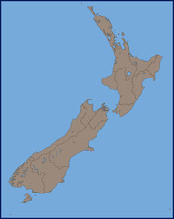 Empty Political Map of New Zealand