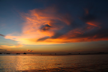Fototapeta na wymiar Sunset on the beach with beautiful sky