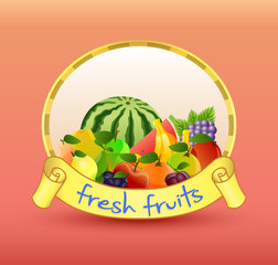 Label with fruits 