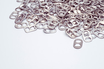 Aluminum ring pull on white background