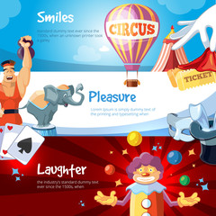 web banners with illustration of circus show