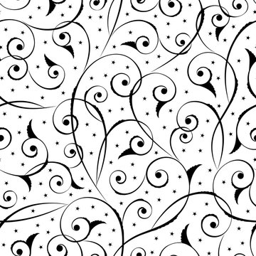 floral oriental black isolated seamless background