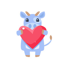 Cow Holding Pink Heart