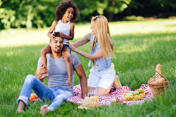 Cheerful family spending time together