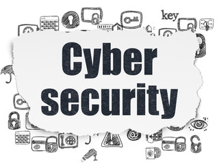 Protection concept: Cyber Security on Torn Paper background