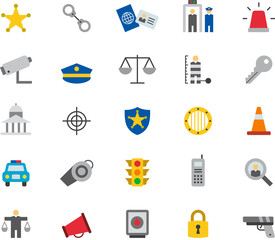 POLICE & LAW ENFORCEMENT colored flat icons