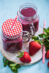 homemade strawberries smoothie