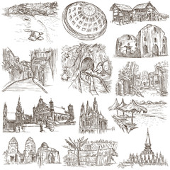 An hand drawn pack, collection - set of architecture