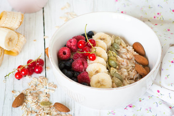 Oatmeal porridge with berries.